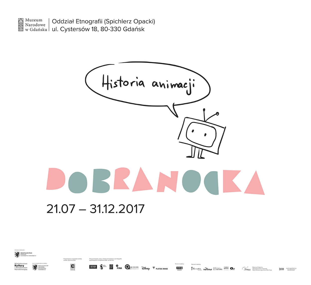 Baner wystawy Dobranocka. Historia animacji