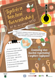 Plakat Tygodnia Kuchni Kaszubskiej organizowanego w Kościerzynie w 2020 r.