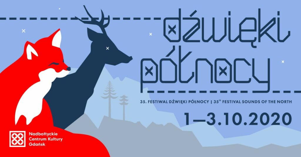 Festiwal Dźwięki Północy, plakat, renifer, lis, góry, choinki. Fot. mat prasowe NCK