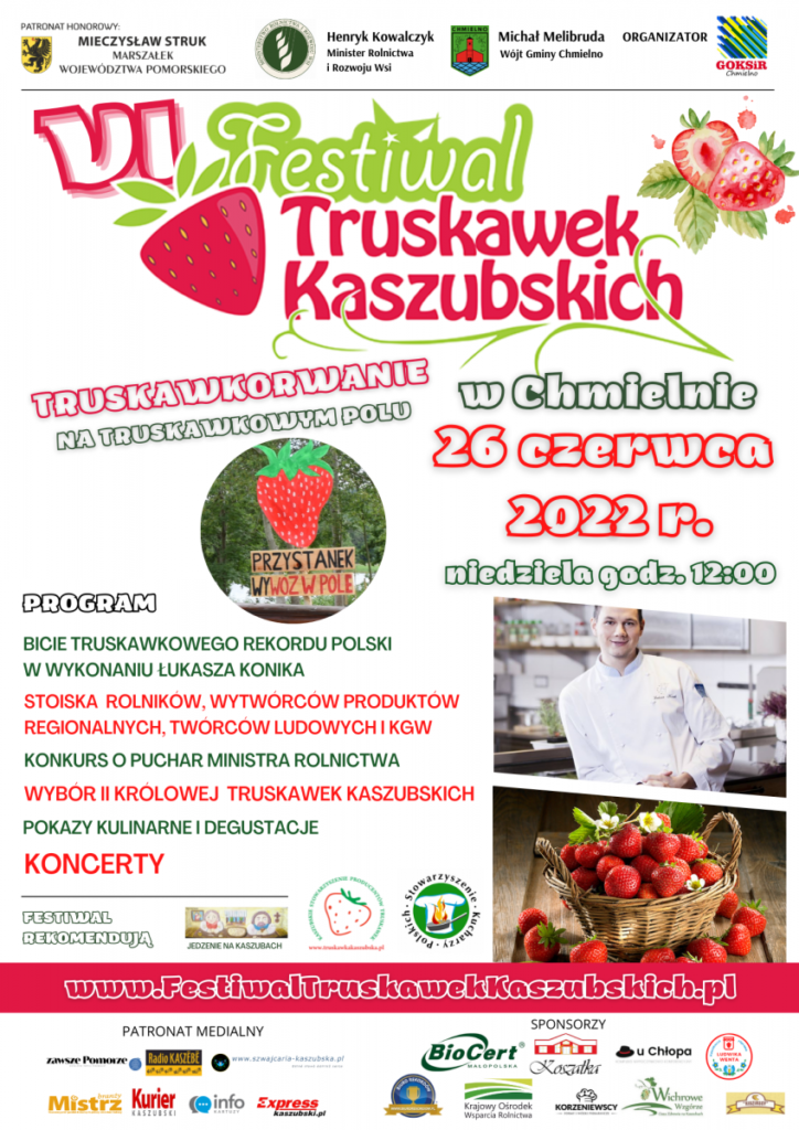 Festiwal Truskawek Kaszubskich Chmielno 2022, plakat. Fot. mat. prasowe GOKSiR Chmielno