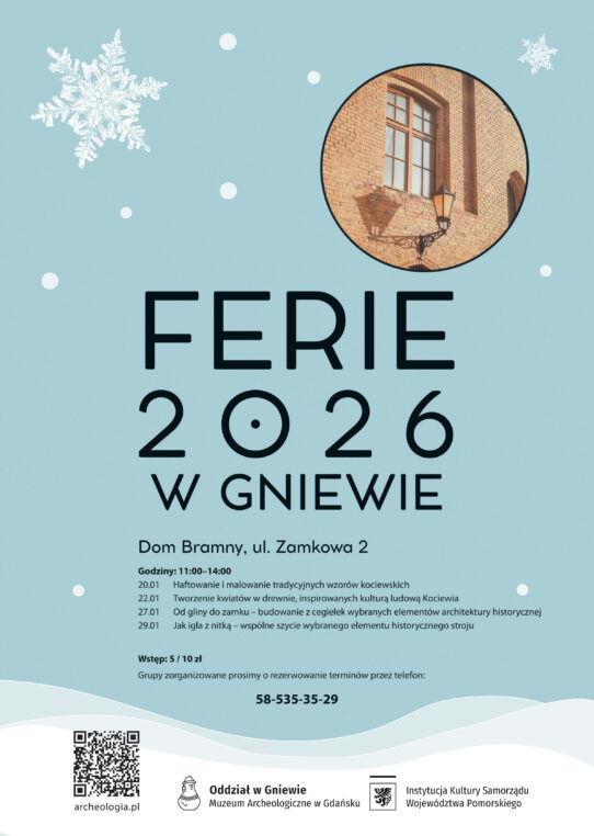 Plakat reklamujący Ferie 2026 w Gniewie